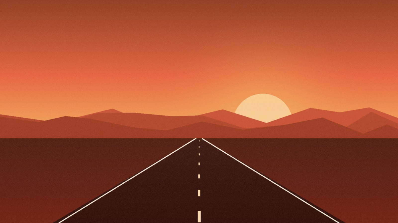 California highway at sunset (original illustration)